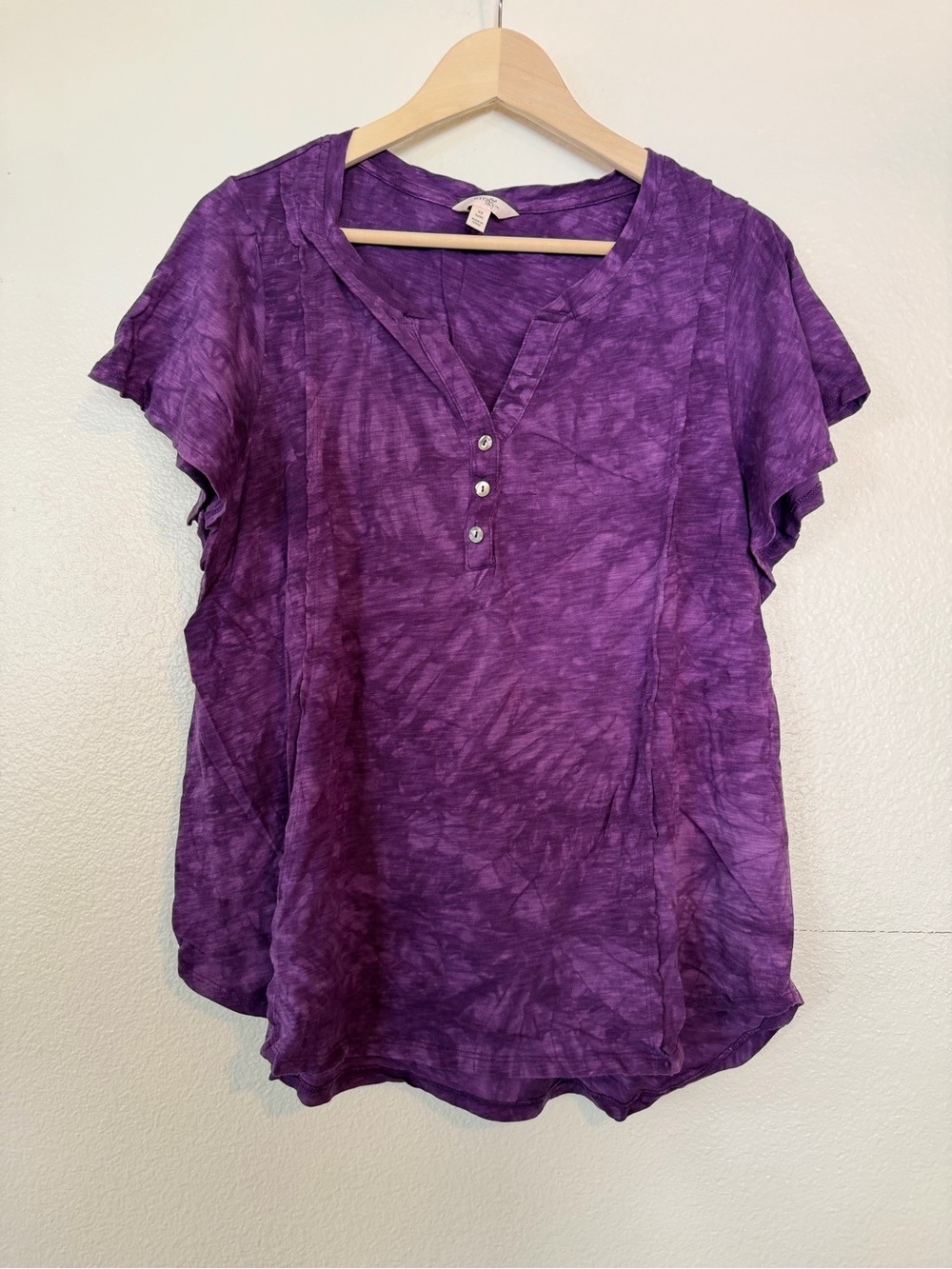 Terra & Sky Purple Short Sleeve Henley Tee